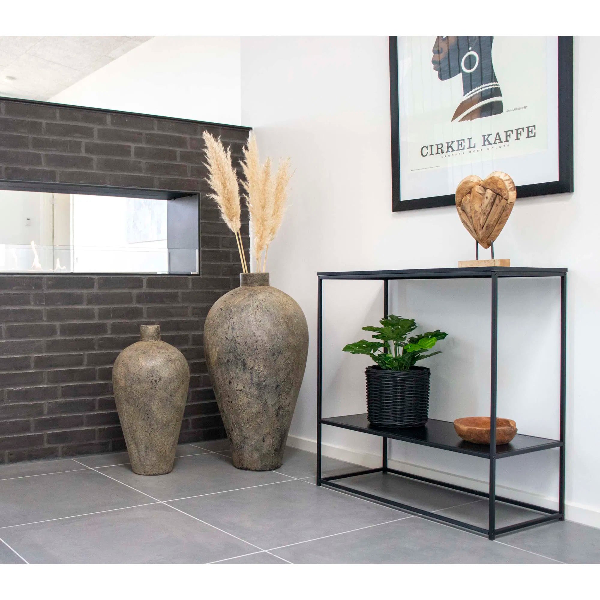 Pot décoratif Corvo en terre cuite brune – 40 x H80 cm