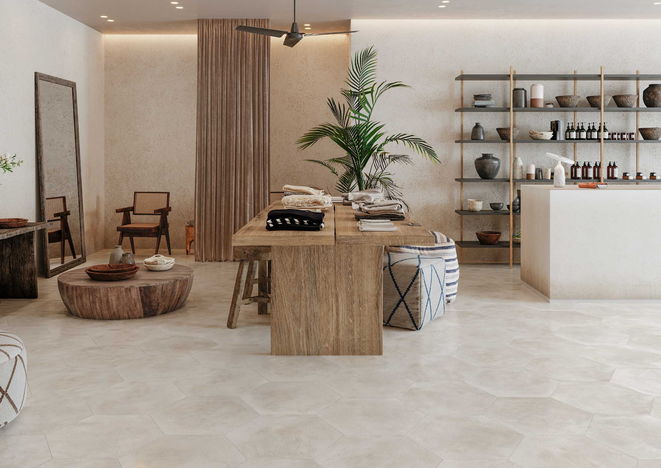 Carrelage hexagonal XXL ATELIER WHITE 56X48,5 cm