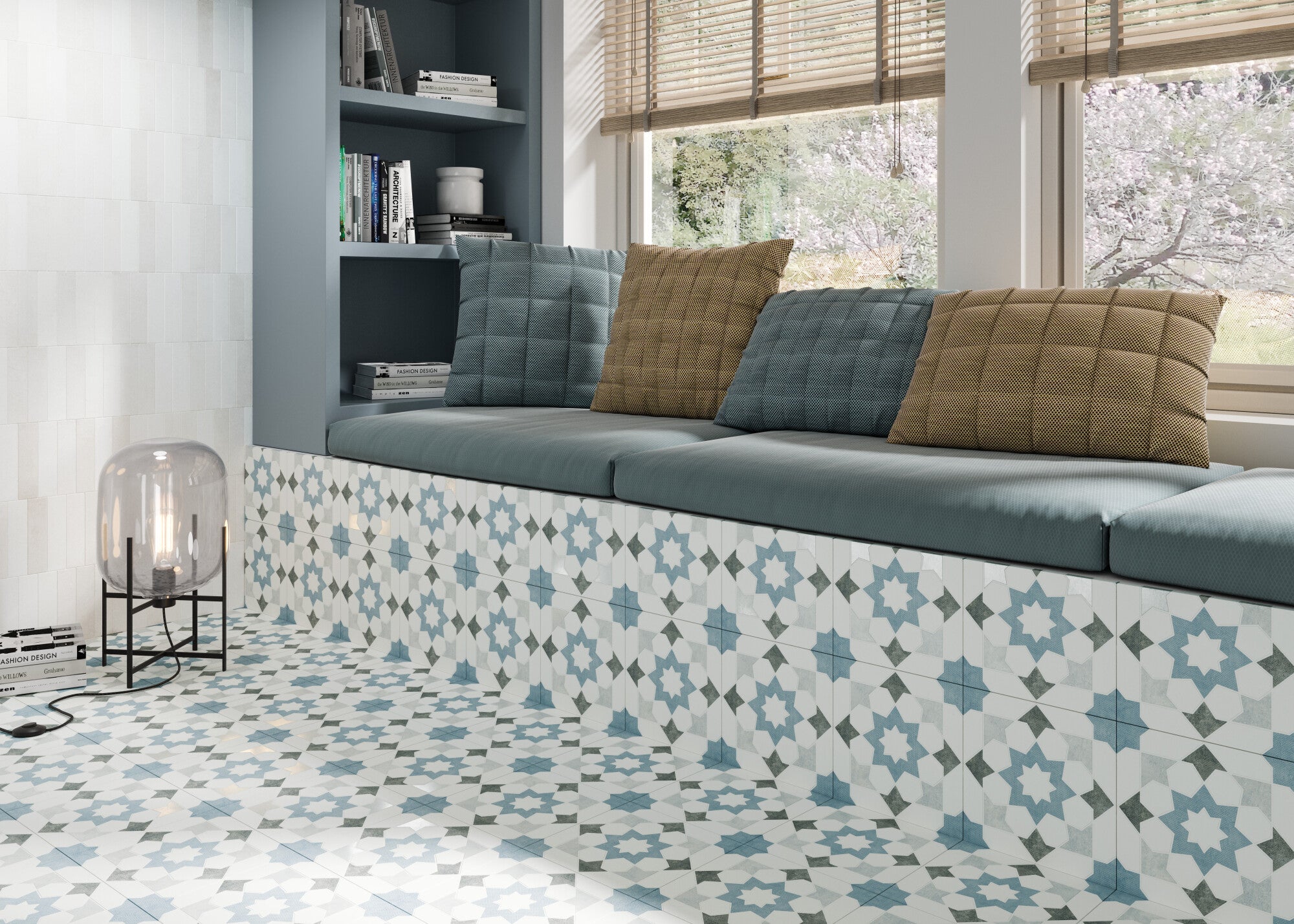 Carrelage imitation ciment DOHA BLUE STAR 22X22