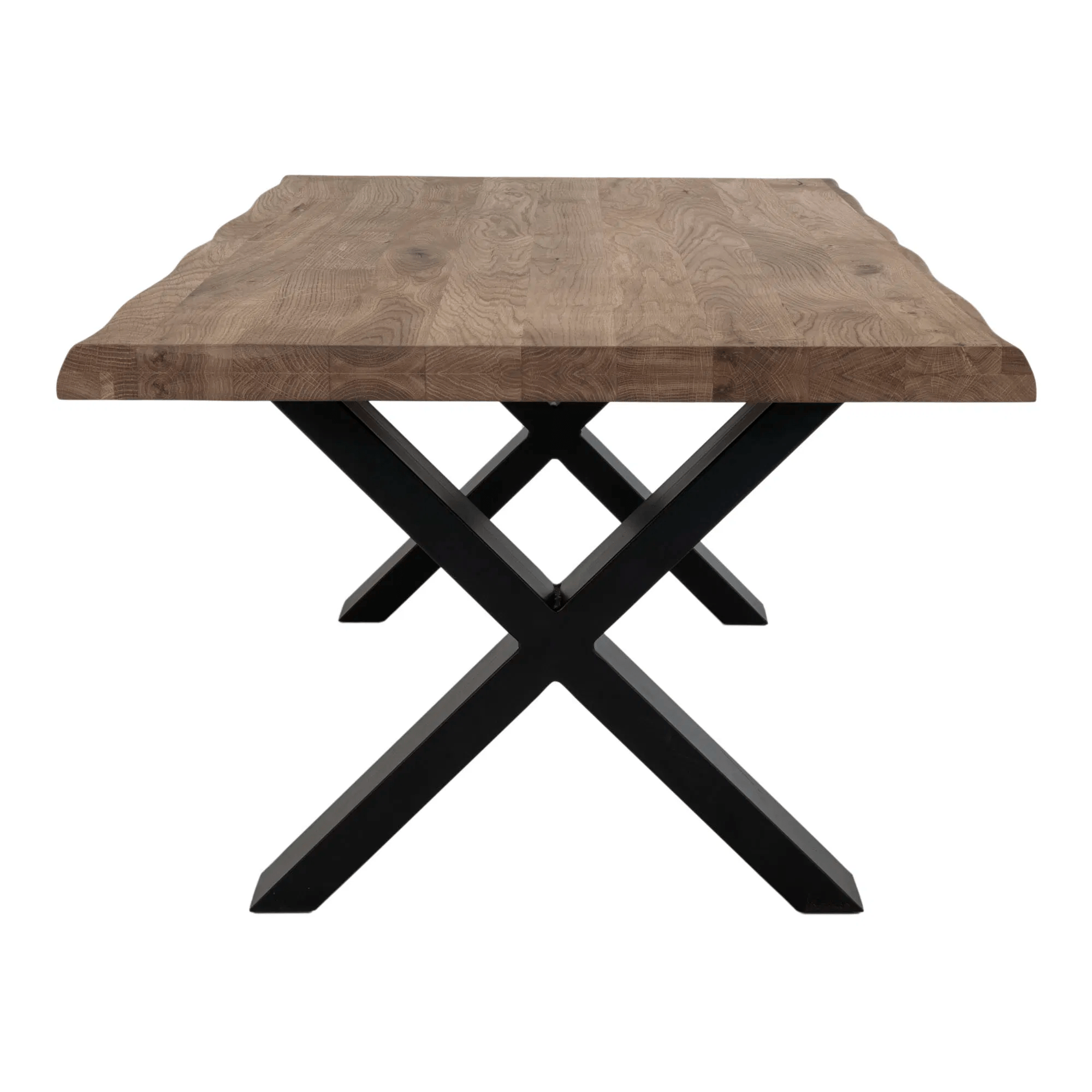Table basse à bord ondulé, chêne fumé, nature 70x120x50 cm