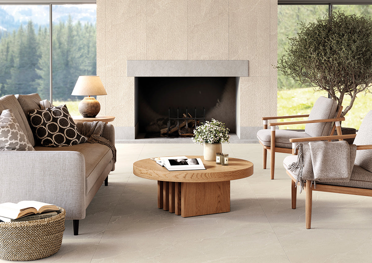 Carrelage extérieur effet pierre Cortina Stone Sabbia antidérapant 122,2x122,2 cm