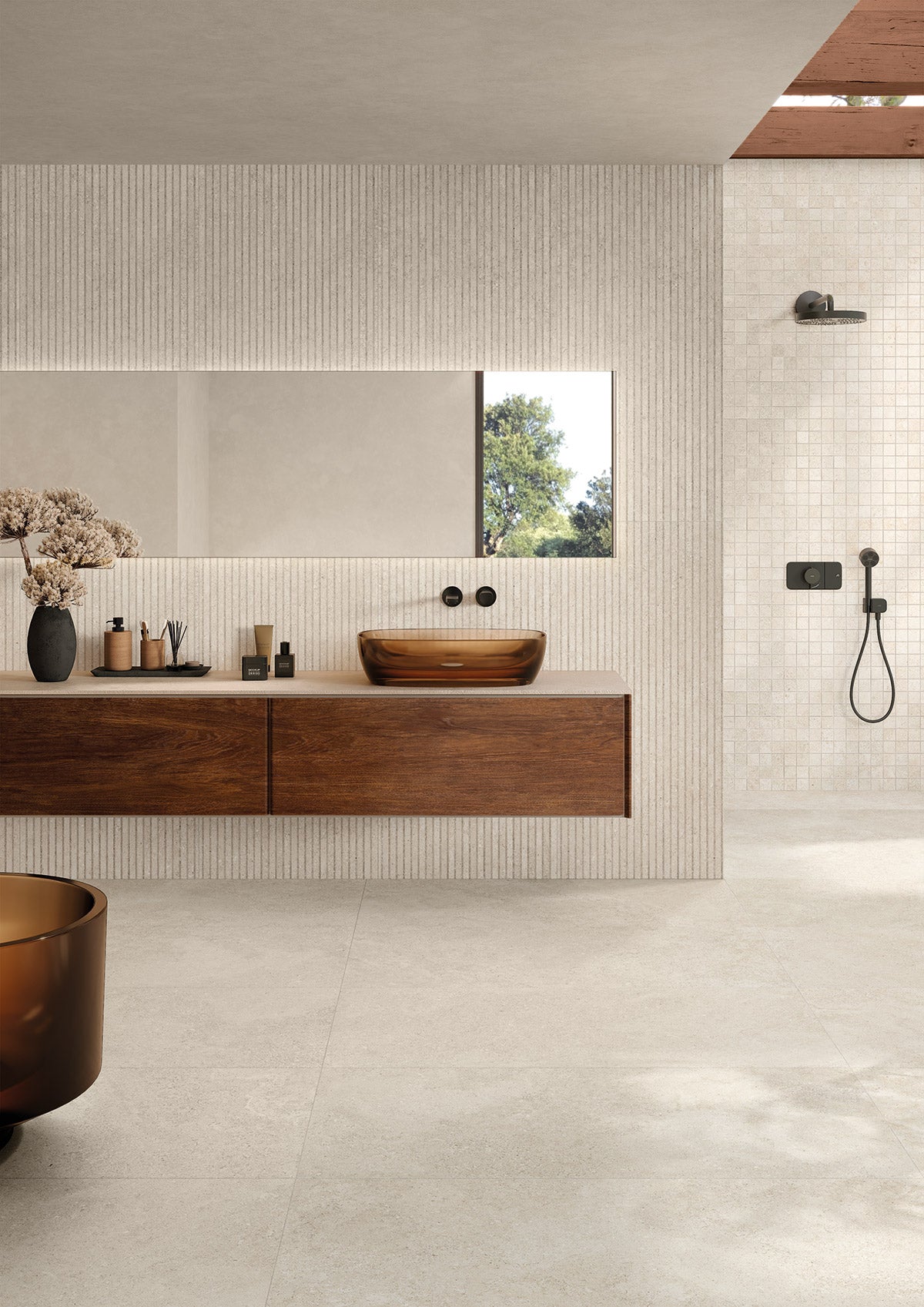 Carrelage effet pierre Eterea Avorio 122,2x122,2 cm