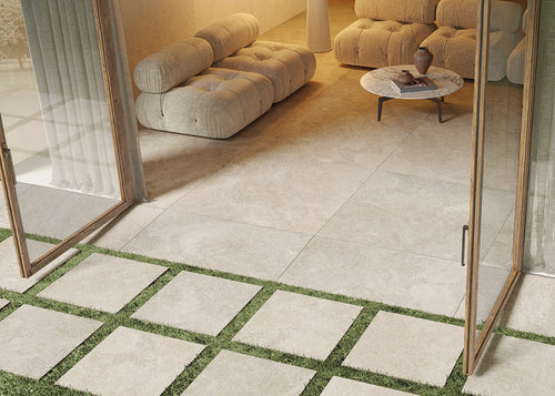 Carrelage effet pierre Eterea Avorio 122,2x122,2 cm