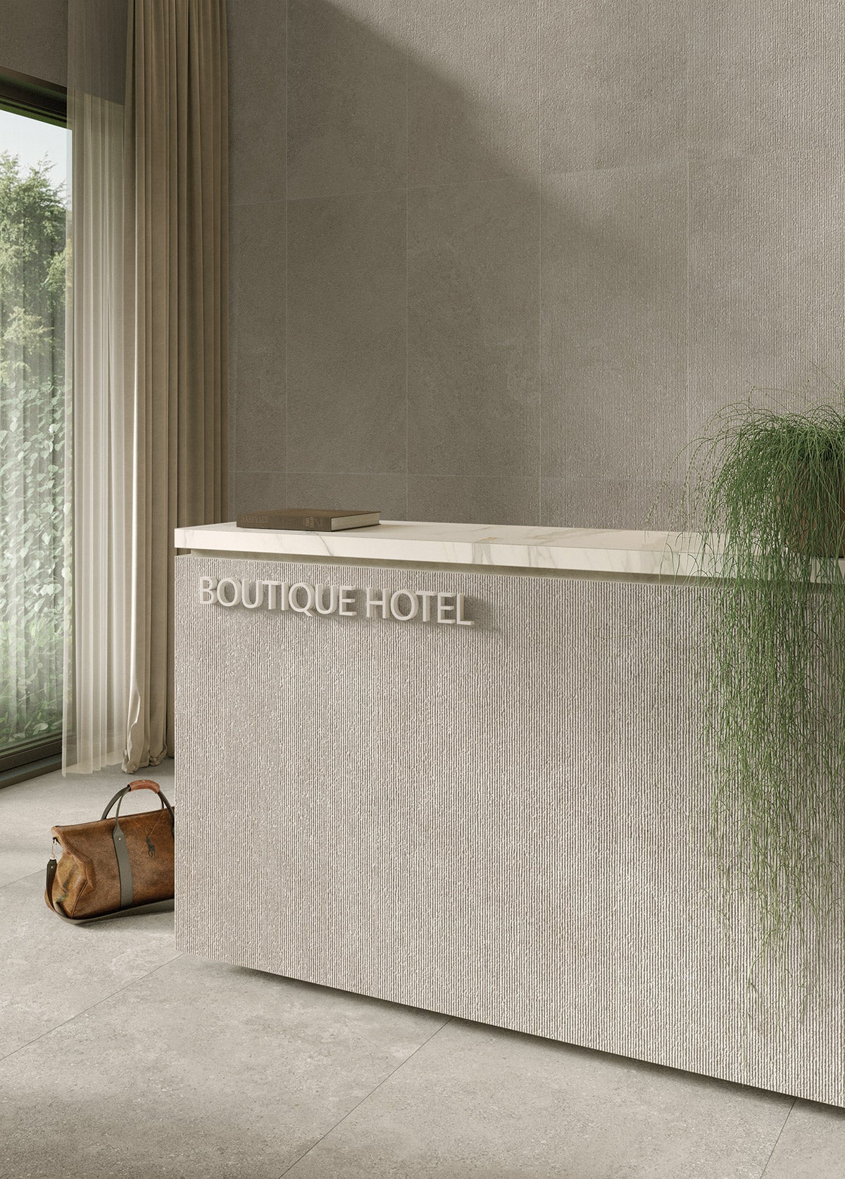 Carrelage extérieur effet pierre Eterea Perla antidérapant 122,2x122,2 cm