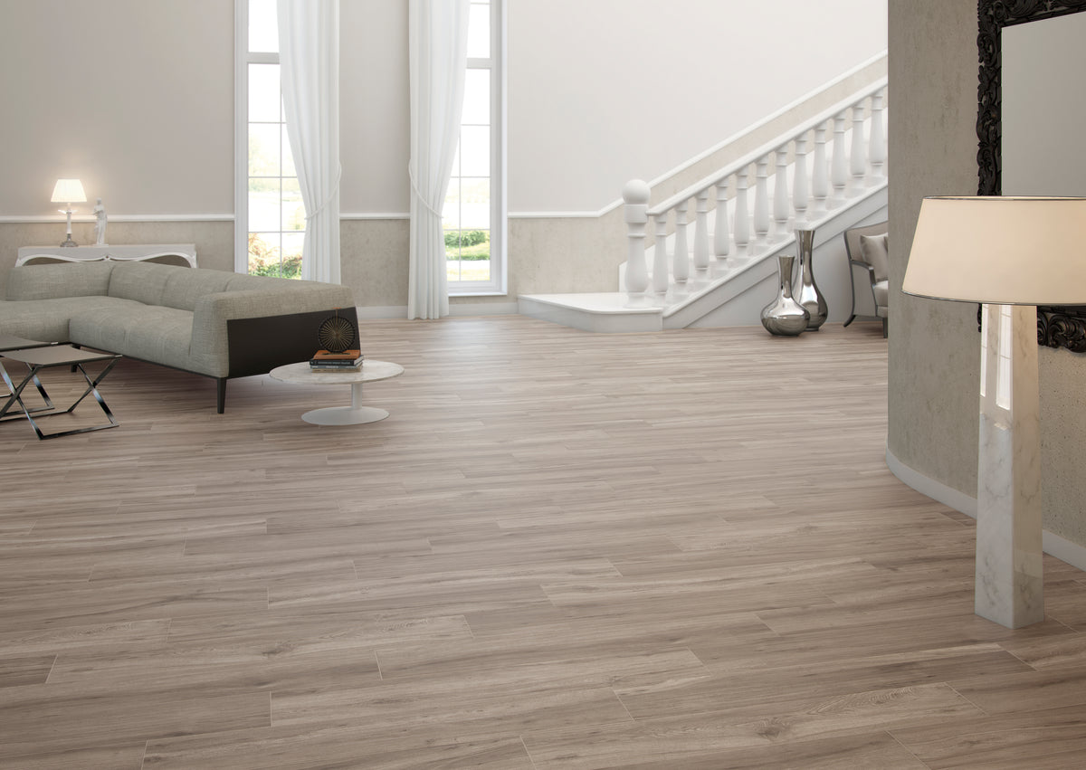 Carrelage effet bois Milena Ceniza mat antidérapant 20x120 cm