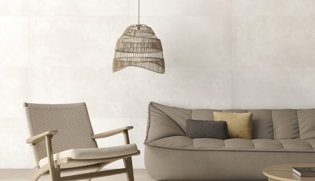 Carrelage effet ciment Newclay White mat 60x120 cm