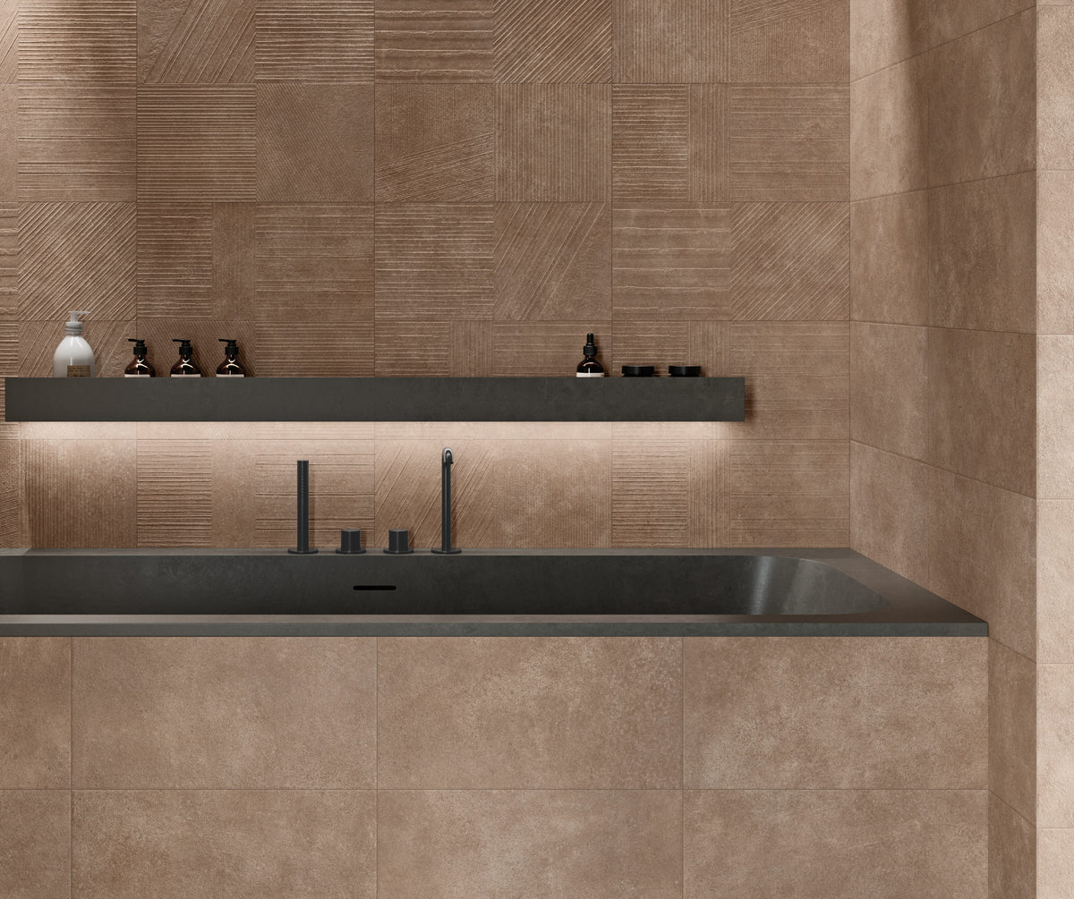 Faïence effet ciment Newclay Cotto mat 25x50 cm