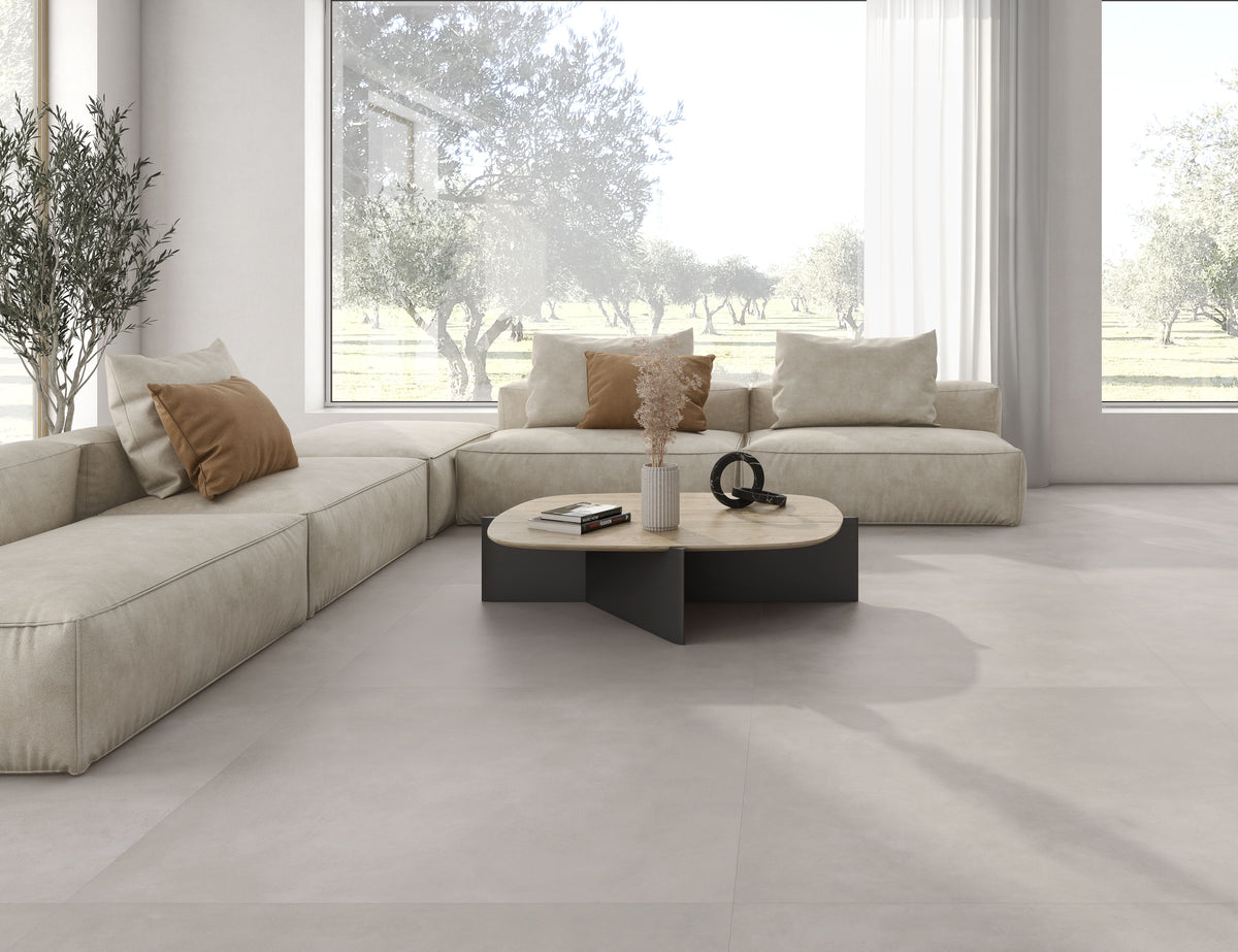 Carrelage effet ciment Newclay Dark mat 60x60 cm