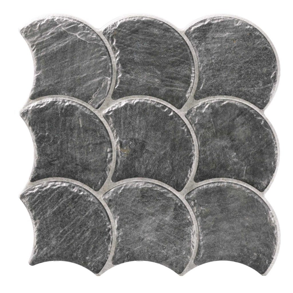 Carrelage écaille Scale Slate Black 30,7x30,7 cm – vue du carreau