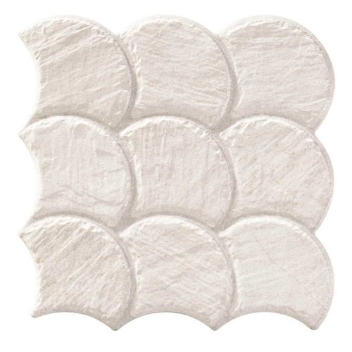 Carrelage écaille Scale Slate Ivory 30,7x30,7 cm – vue du carreau