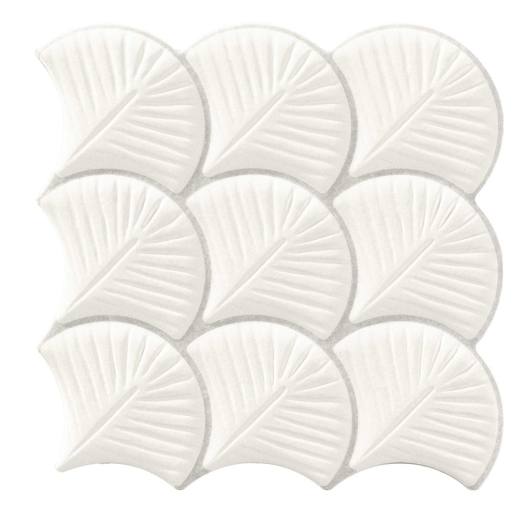 Carrelage écaille Scale Shell White 30,7x30,7 cm – vue du carreau