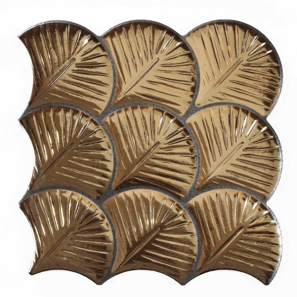Carrelage écaille Scale Shell Gold 30,7x30,7 cm – vue du carreau
