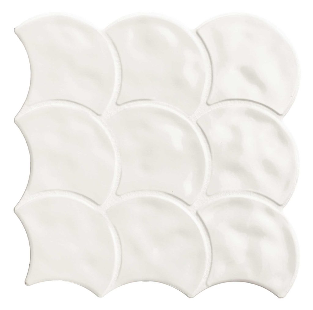 Carrelage écaille Scale Gloss White 30,7x30,7 cm – vue du carreau