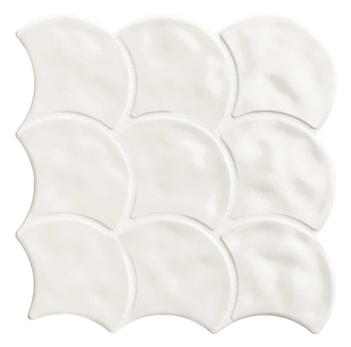Carrelage écaille Scale Gloss White 30,7x30,7 cm – vue du carreau