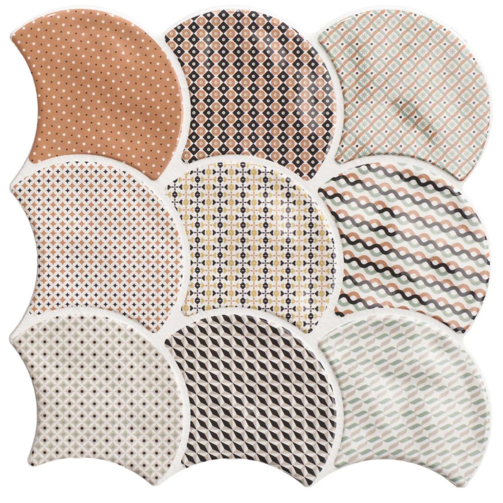 Carrelage écaille Scale Gloss Patchwork 30,7x30,7 cm – vue du carreau