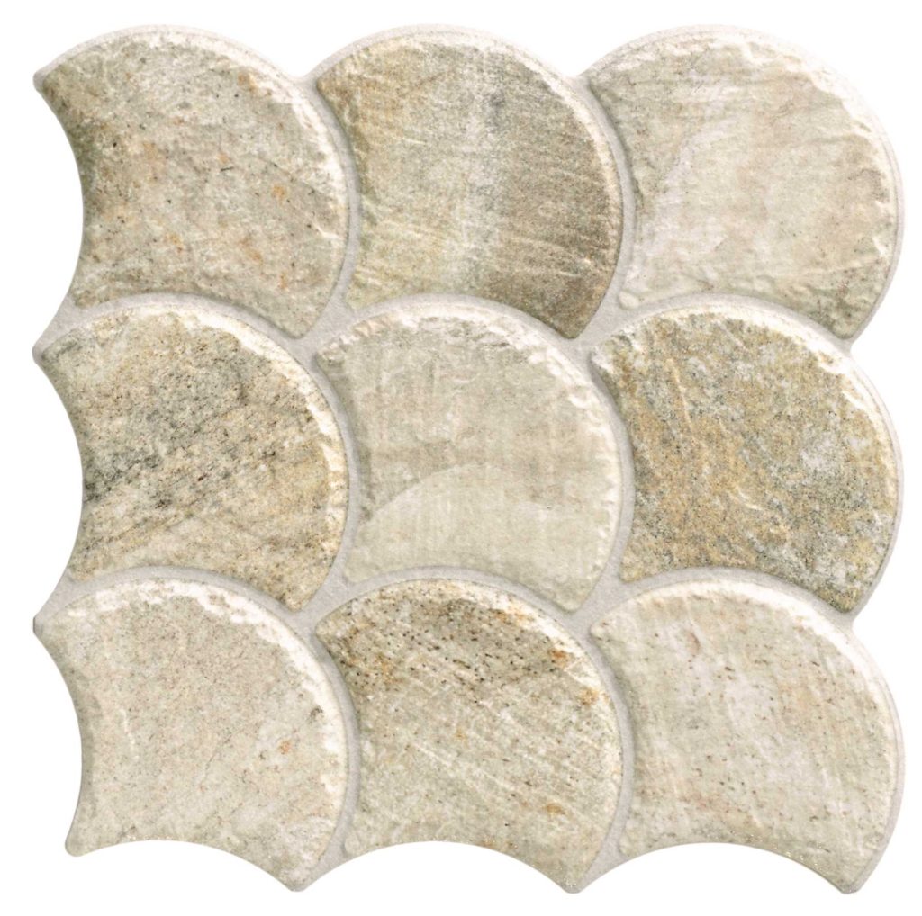 Carrelage écaille Scale Stone White 30,7x30,7 cm – vue du carreau