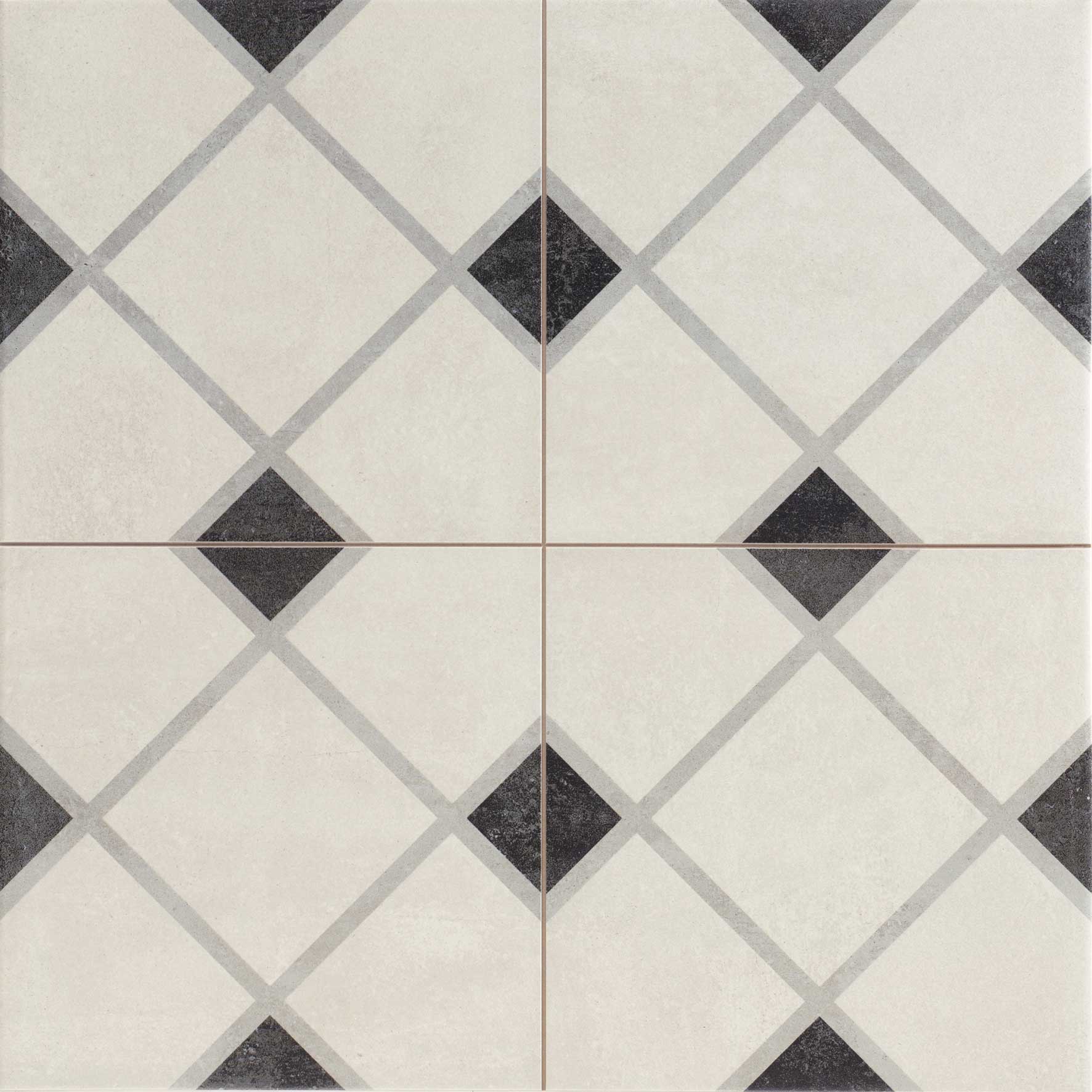 Carrelage à motif graphique Norfolk Black 44x44 cm