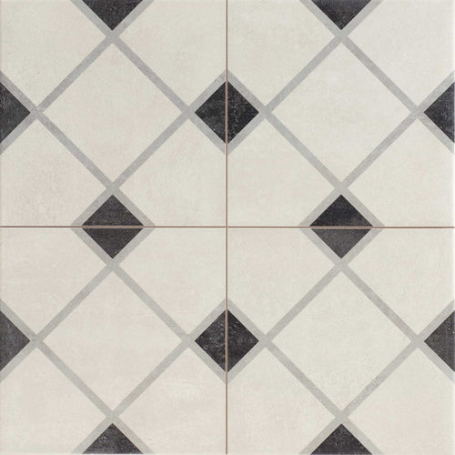 Carrelage à motif graphique Norfolk Black 44x44 cm