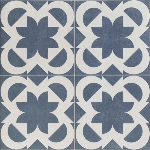 Carrelage à motif graphique Fez Blue 44x44 cm