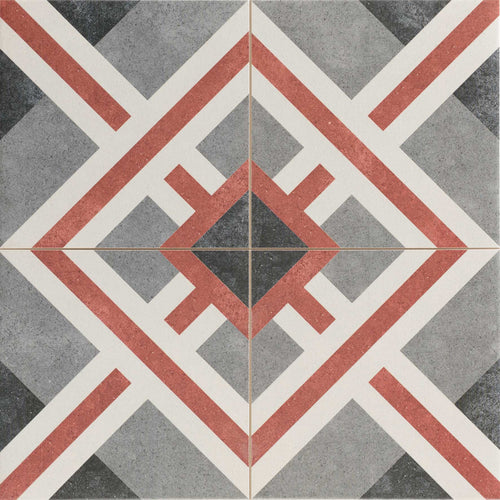 Carrelage à motif graphique Havana Burgundy 44x44 cm