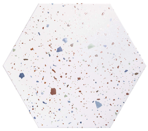 Carrelage hexagonal effet ciment Confeti White 56x48 cm