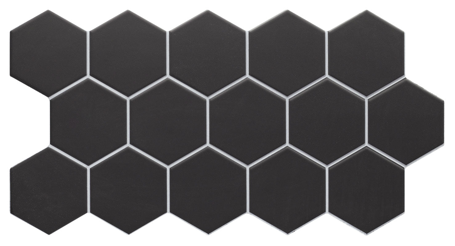 Carrelage hexagonal à motif décoratif Hex Black 26,5x51 cm