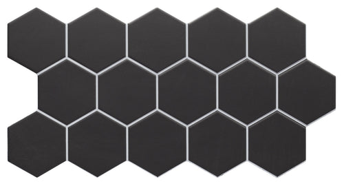 Carrelage hexagonal à motif décoratif Hex Black 26,5x51 cm