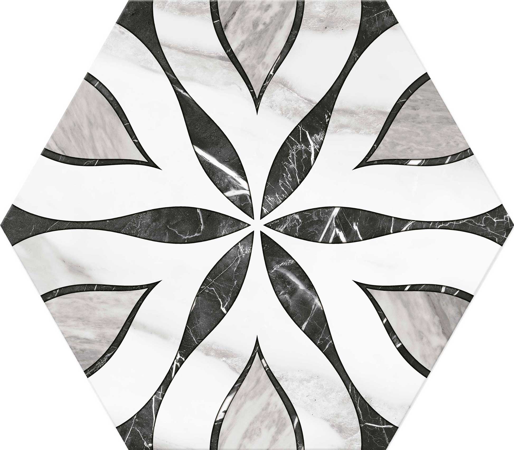 Carrelage hexagonal à motif graphique Elazig 28,5x33 cm
