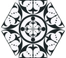 Carrelage hexagonal à motif graphique Carnaby Black 28,5x33 cm