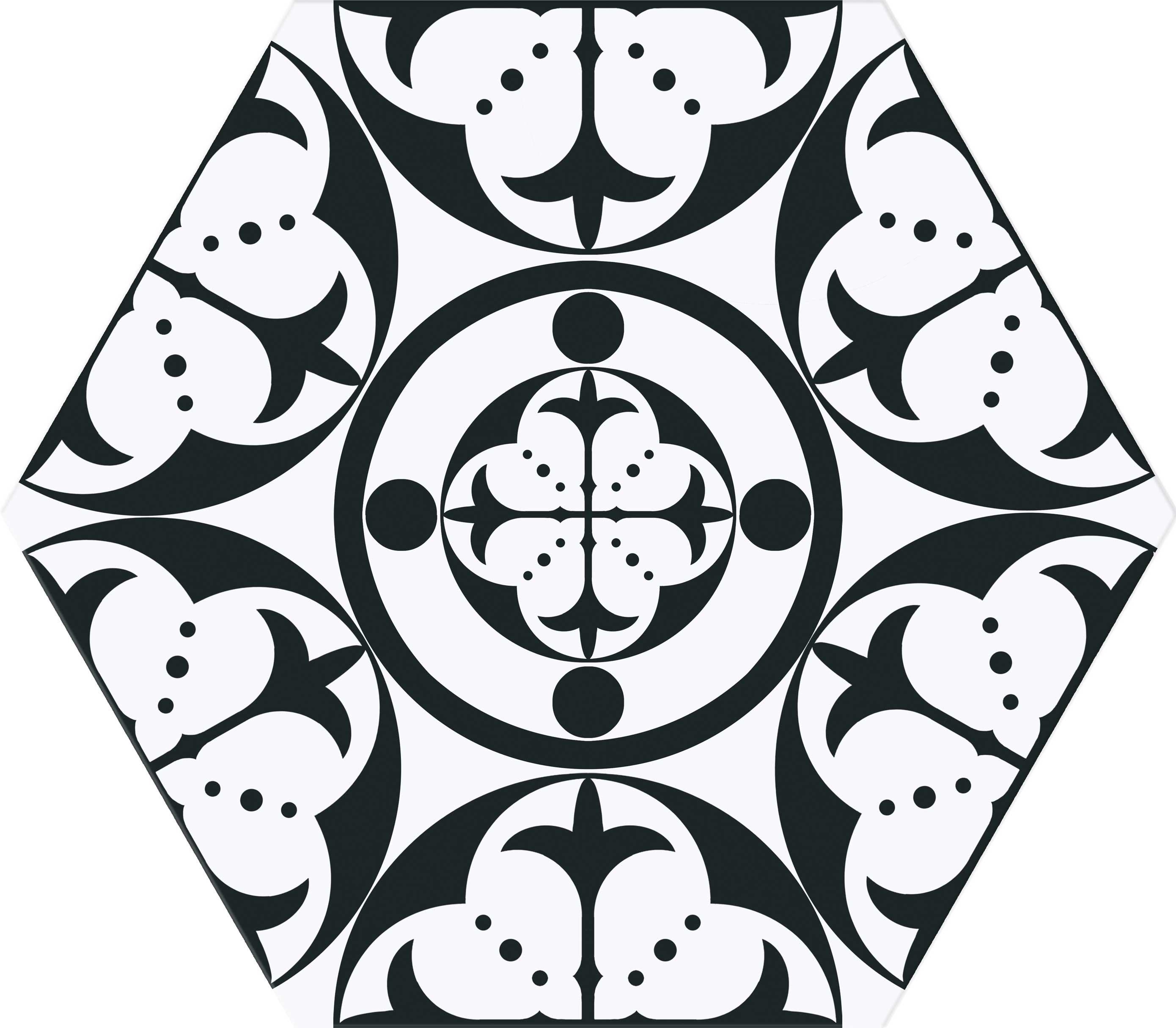 Carrelage hexagonal à motif graphique Carnaby Black 28,5x33 cm