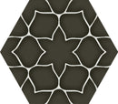 Carrelage hexagonal à motif graphique Kerala Charcoal 28,5x33 cm