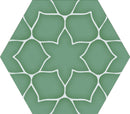 Carrelage hexagonal à motif graphique Kerala Aqua 28,5x33 cm