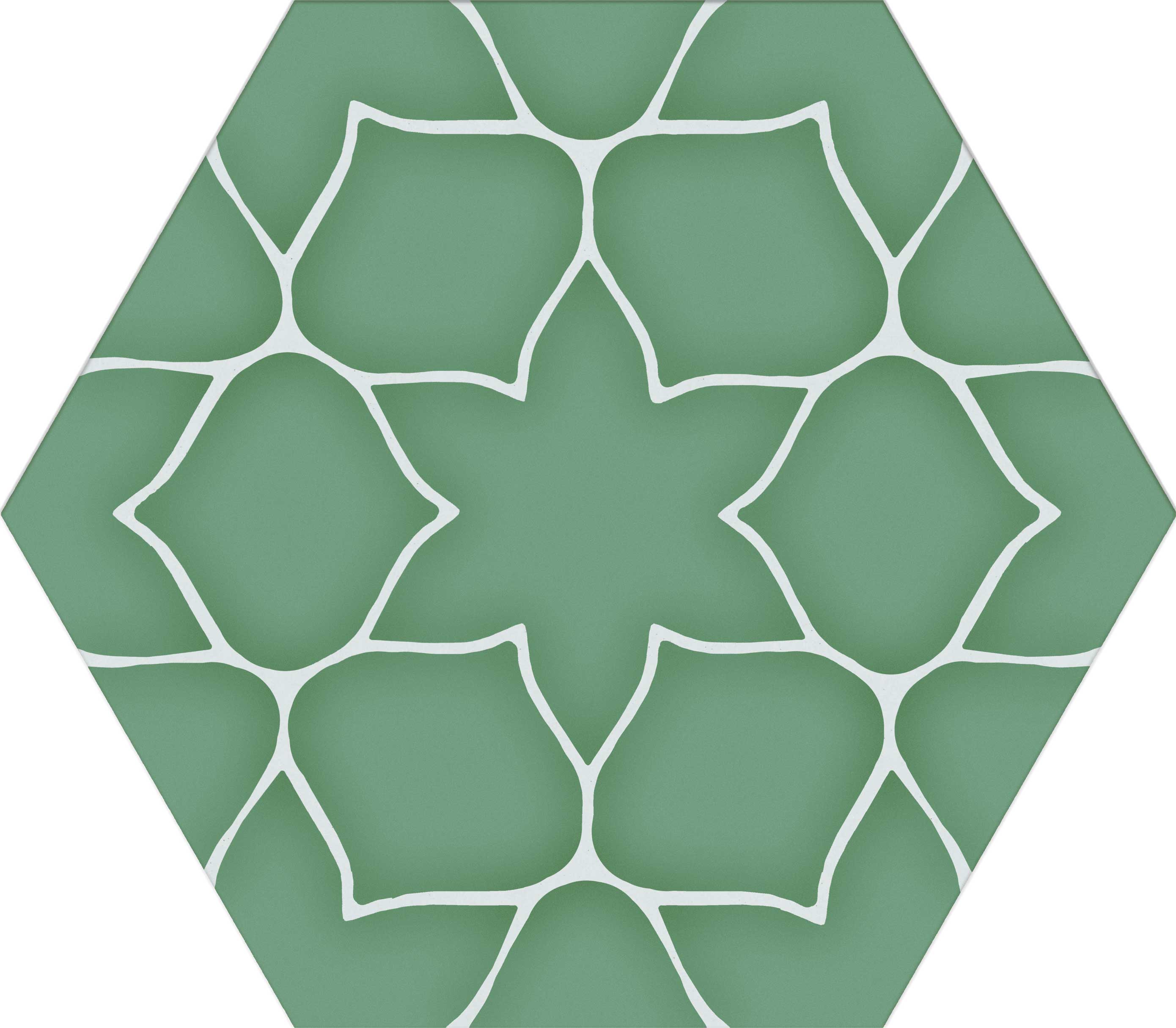 Carrelage hexagonal à motif graphique Kerala Aqua 28,5x33 cm
