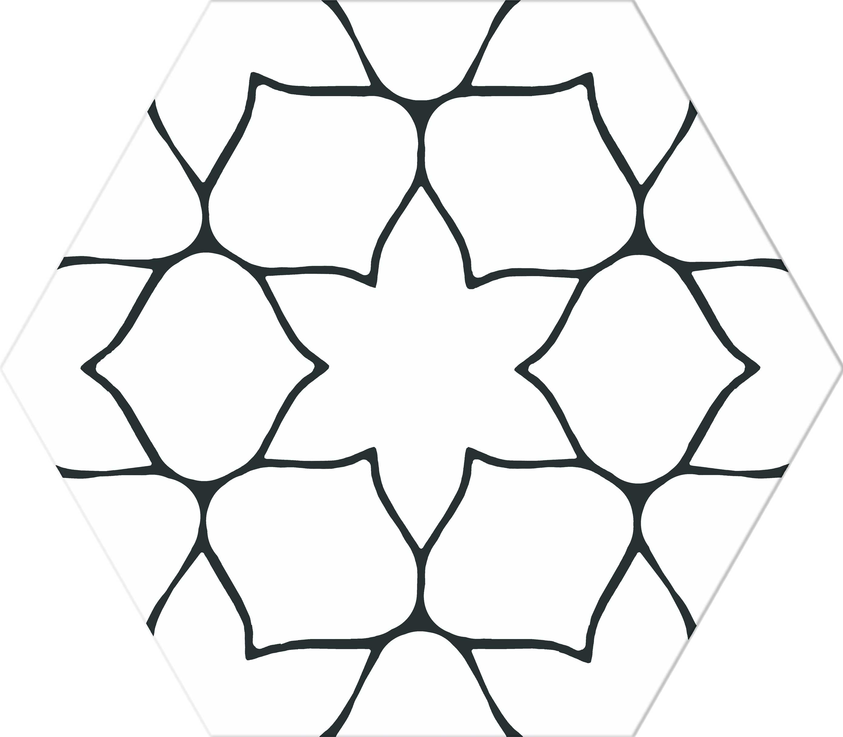 Carrelage hexagonal à motif graphique Kerala White 28,5x33 cm