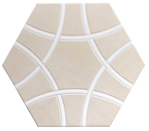 Carrelage hexagonal à motif graphique Lancaster Sand 28,5x33 cm
