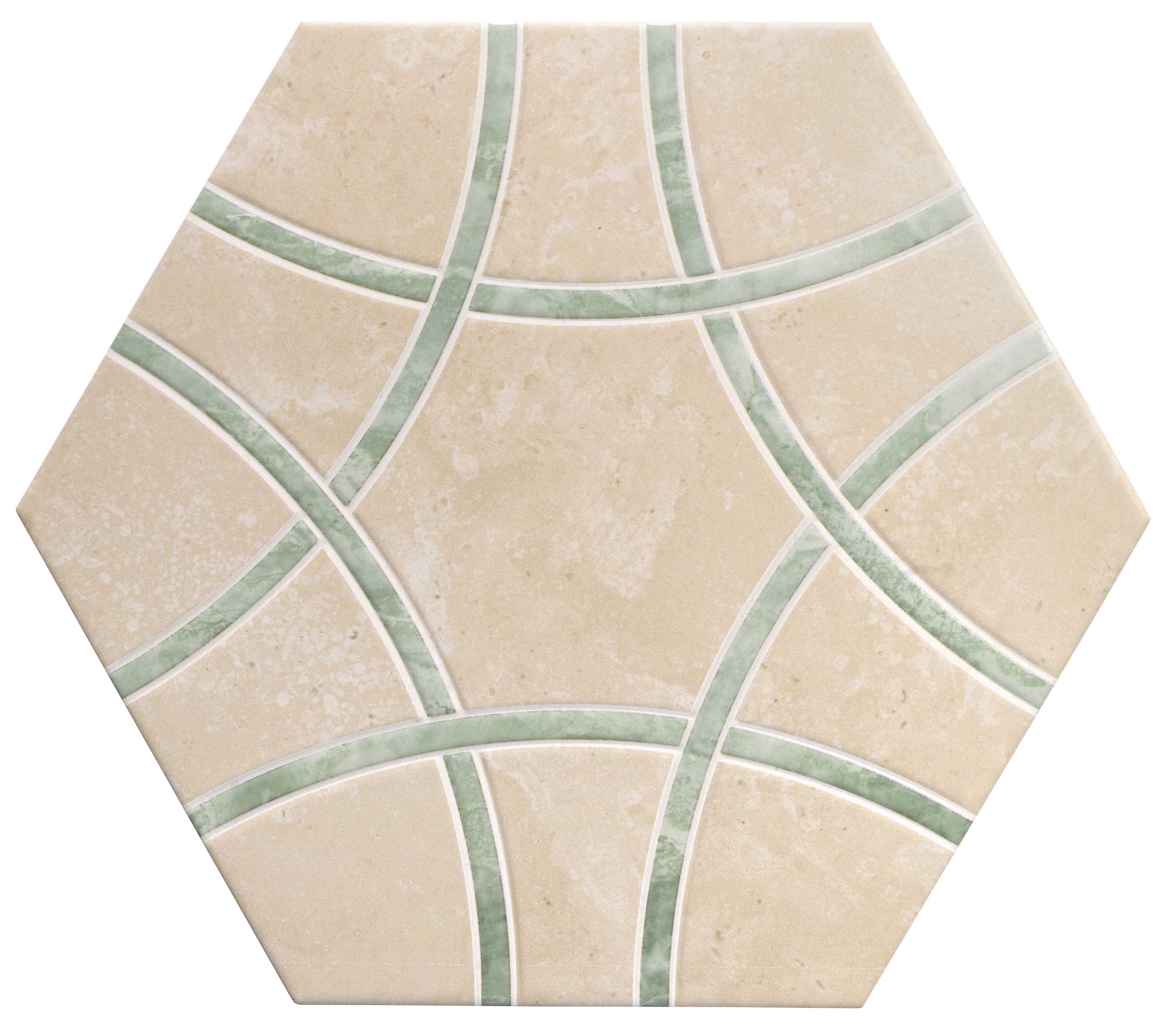 Carrelage hexagonal à motif graphique Lancaster Jungle 28,5x33 cm