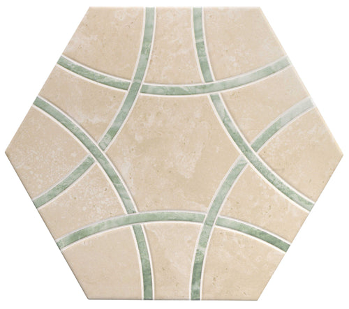 Carrelage hexagonal à motif graphique Lancaster Jungle 28,5x33 cm
