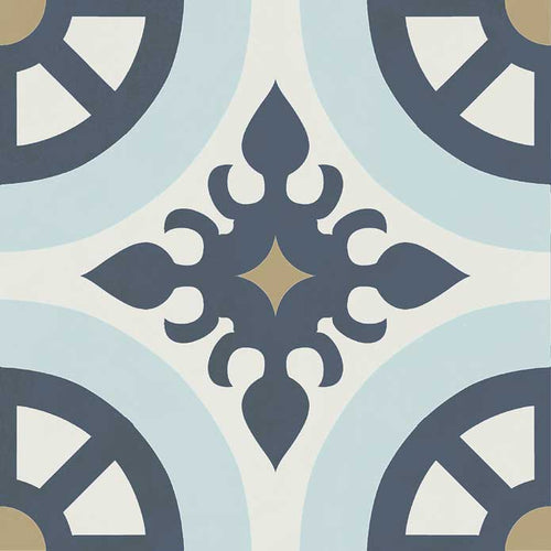 Carrelage à motif graphique Hanoi Blue 33x33 cm
