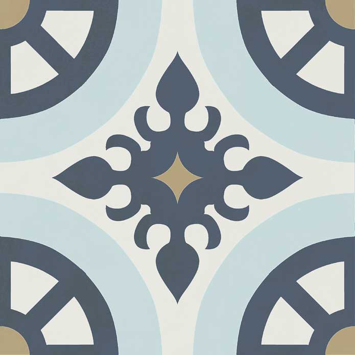 Carrelage à motif graphique Hanoi Blue 33x33 cm
