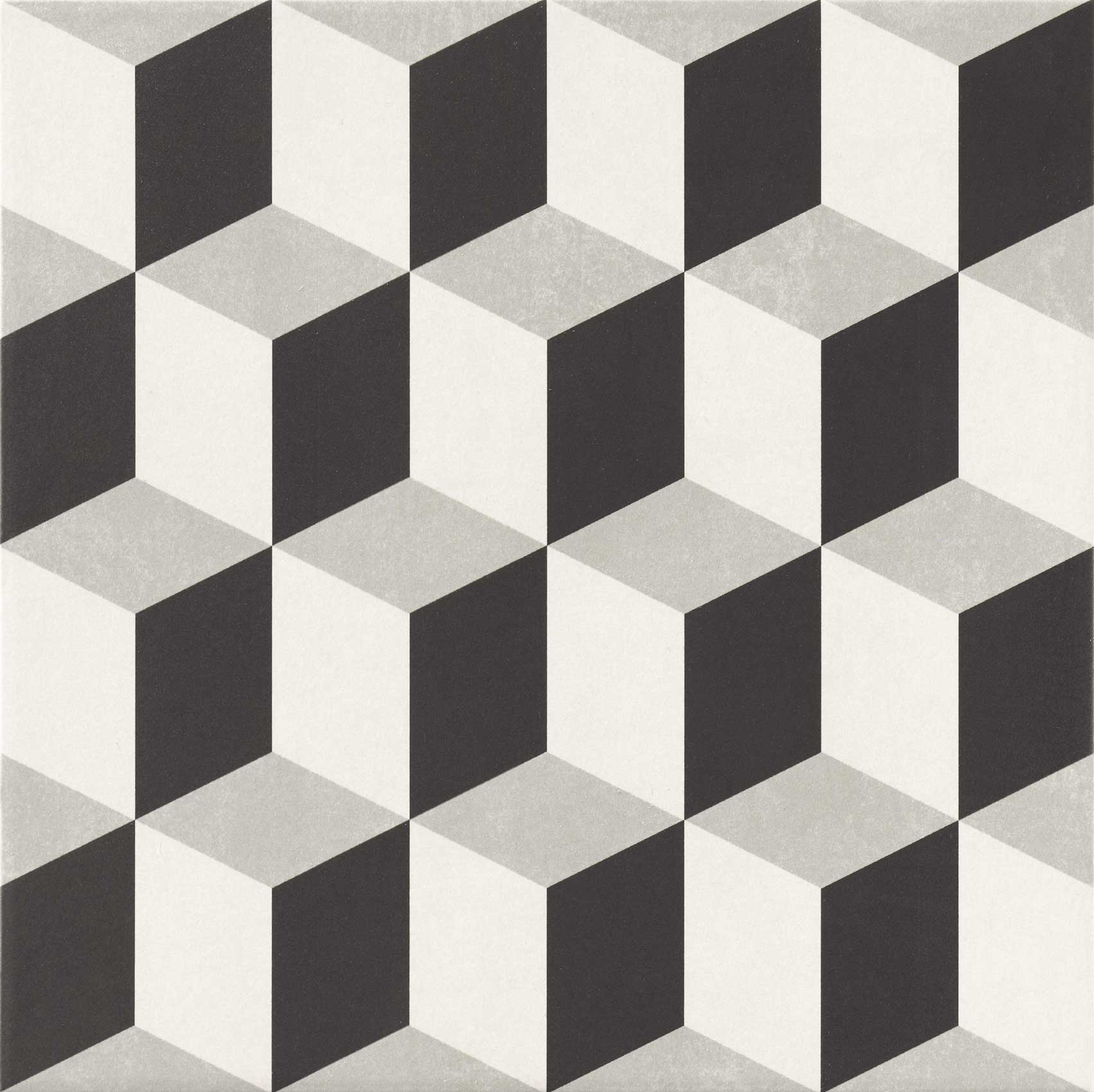 Carrelage à motif graphique Hanoi Cube Grey 33x33 cm