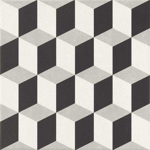 Carrelage à motif graphique Hanoi Cube Grey 33x33 cm