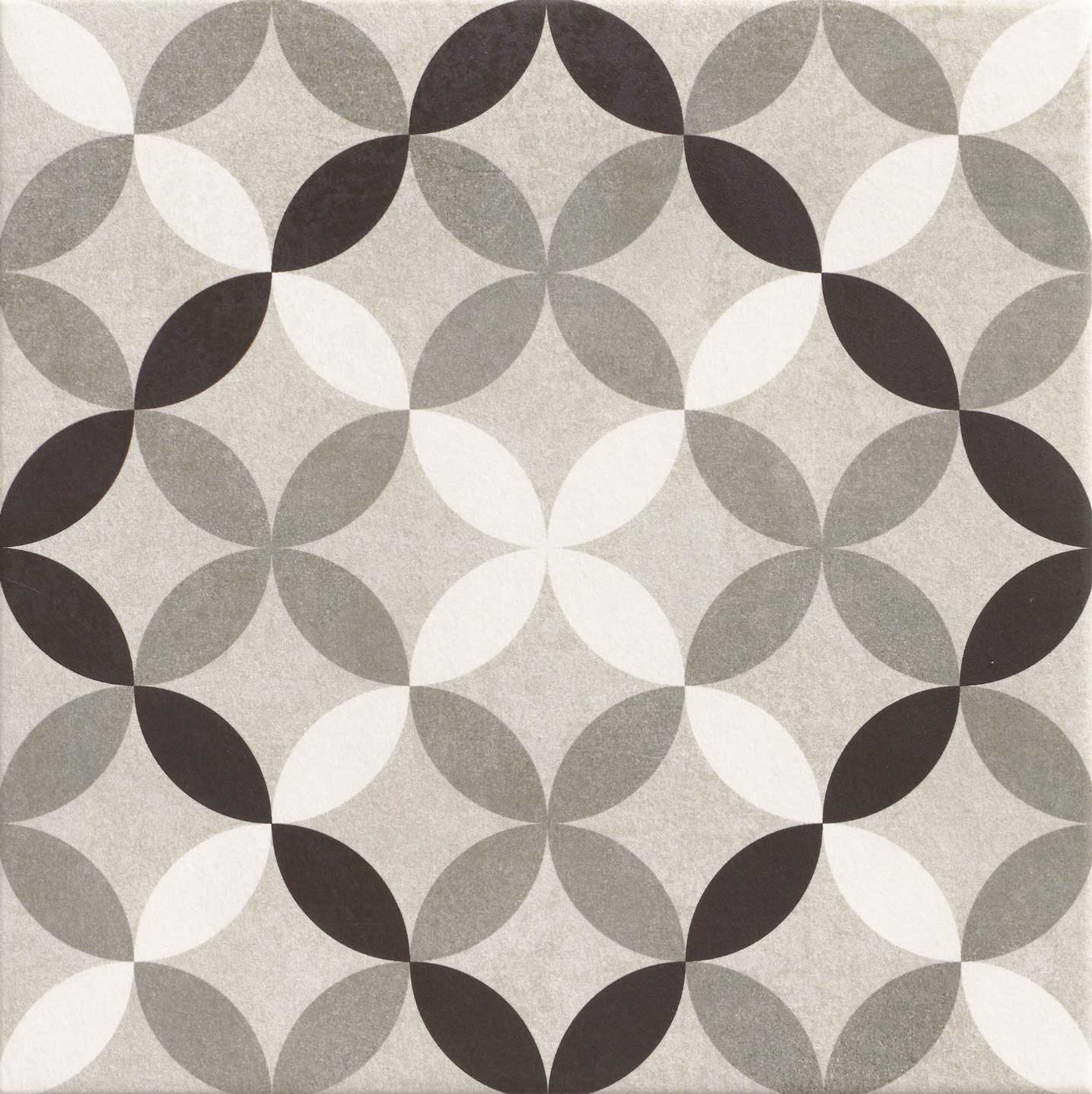 Carrelage à motif graphique Hanoi Circle Grey 33x33 cm
