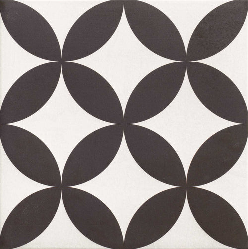 Carrelage à motif graphique Hanoi Circle Black 33x33 cm