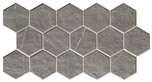 Carrelage hexagonal à motif géométrique Muse Hex Grey 26,5x51 cm