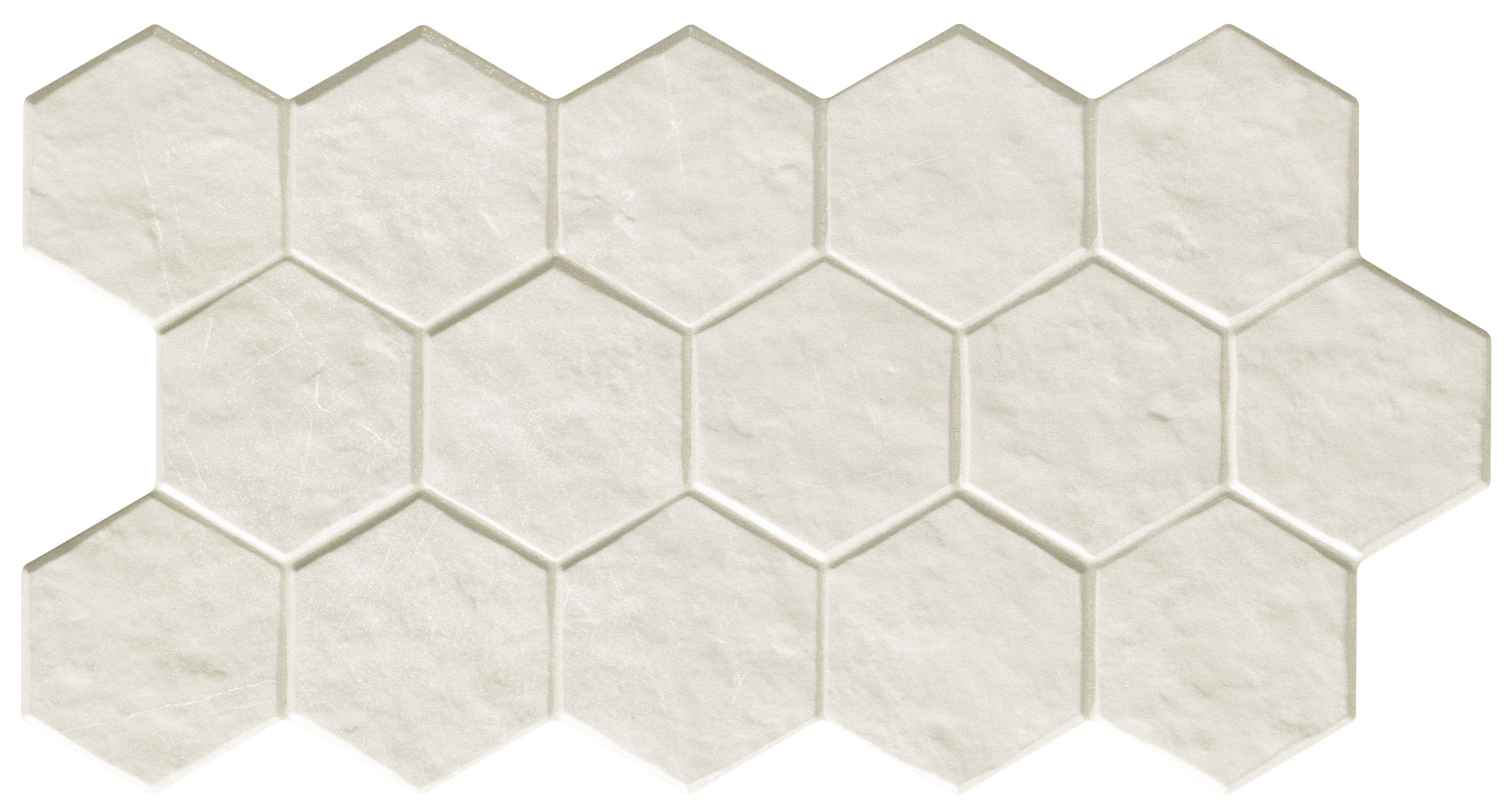 Carrelage hexagonal à motif géométrique Muse Hex White 26,5x51 cm