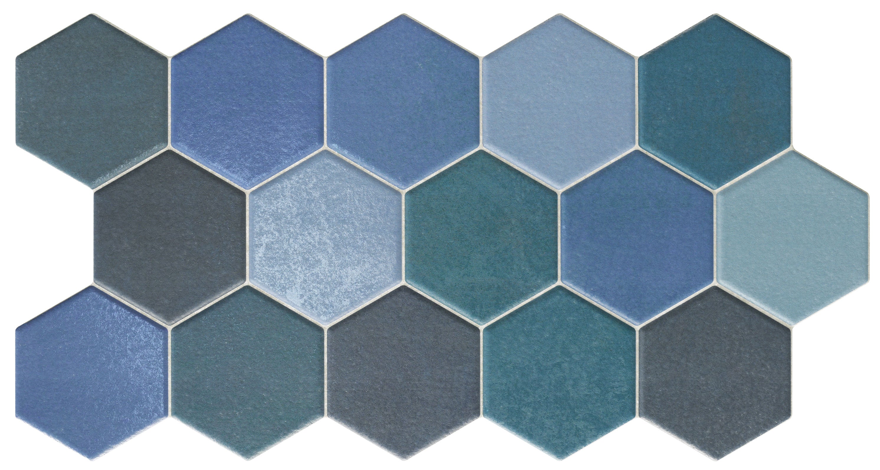 Carrelage hexagonal à motif décoratif Hex Aquamarine 26,5x51 cm