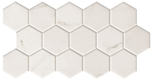 Carrelage hexagonal à motif décoratif Hex Calacatta 26,5x51 cm