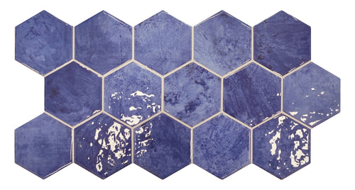 Carrelage hexagonal effet zellige Hex Zellige Azure 26,5x51 cm
