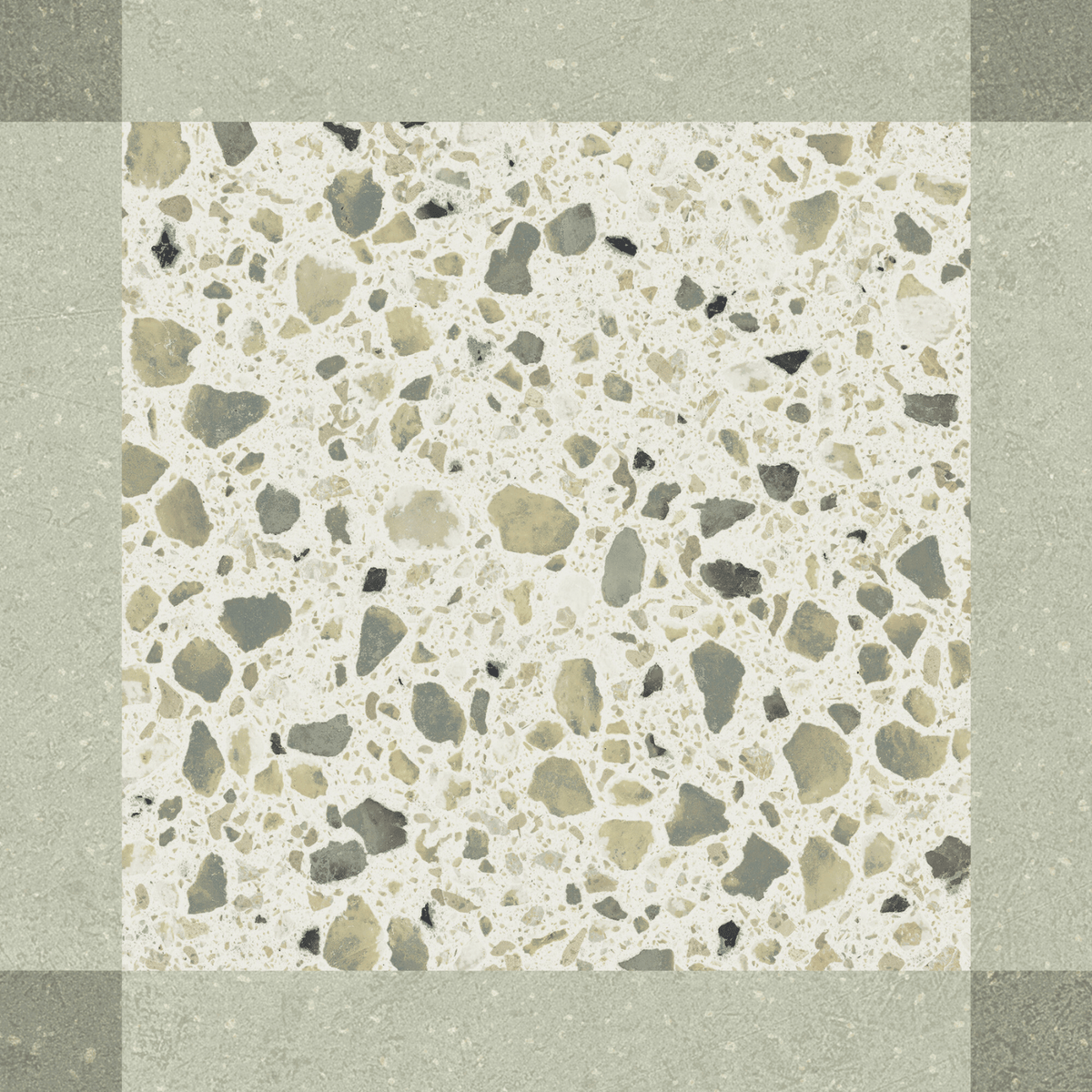 Carrelage décor terrazzo Croma Green Décor mat 25x25 cm