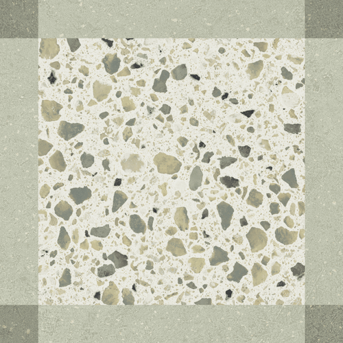 Carrelage décor terrazzo Croma Green Décor mat 25x25 cm